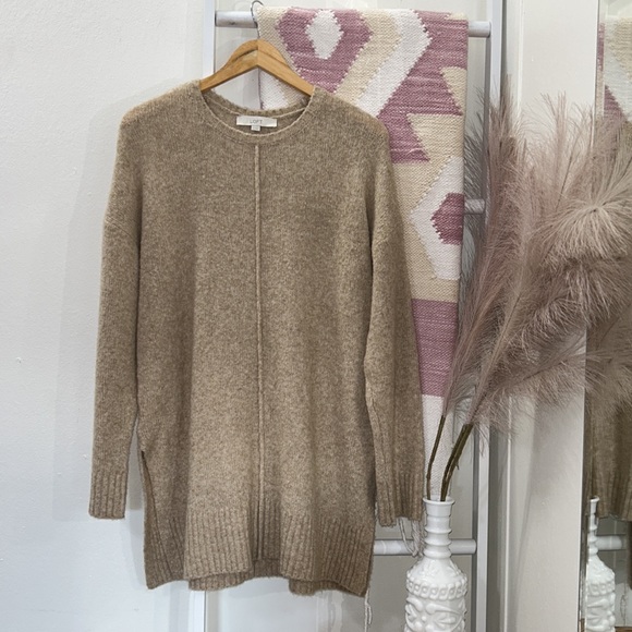 LOFT Sweaters - LOFT XL Caramel Brown Tunic Long Sleeve Sweater Wool